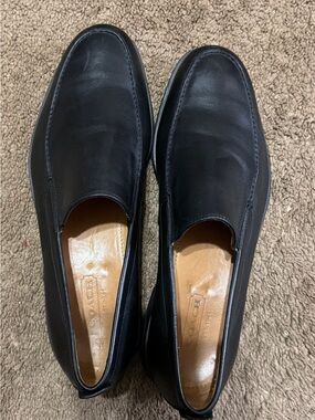 Coach Black Leather Slip-On Loafers with Tan Insole